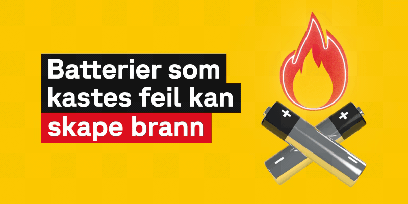GIF der to batterier ligger i kryss med flamme over, med teksten: 
